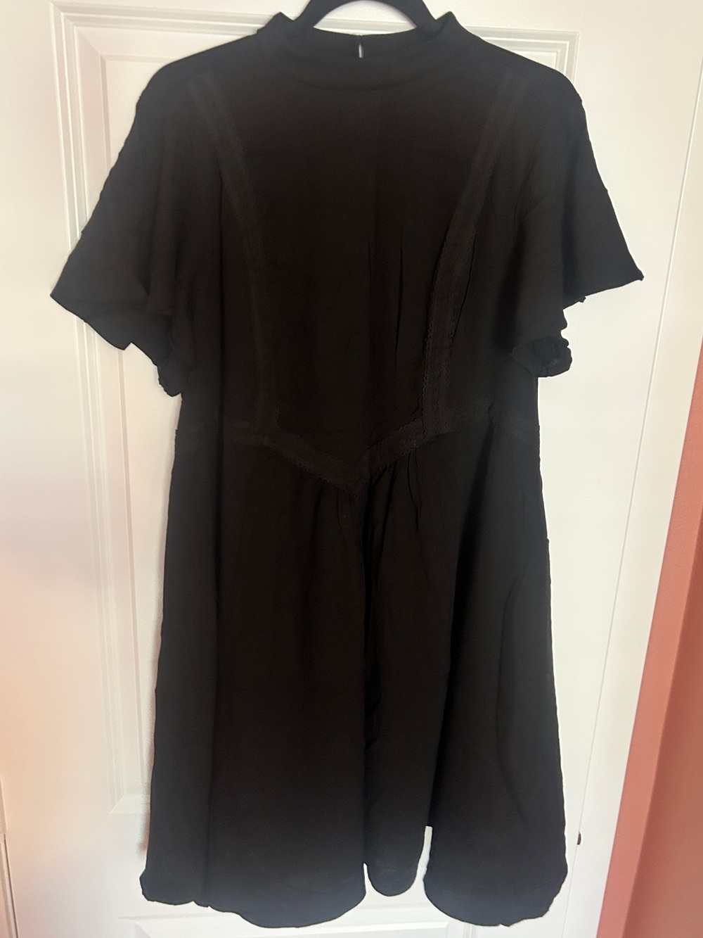 torrid Black Short-Sleeve Mini Dress with Scallop Hem